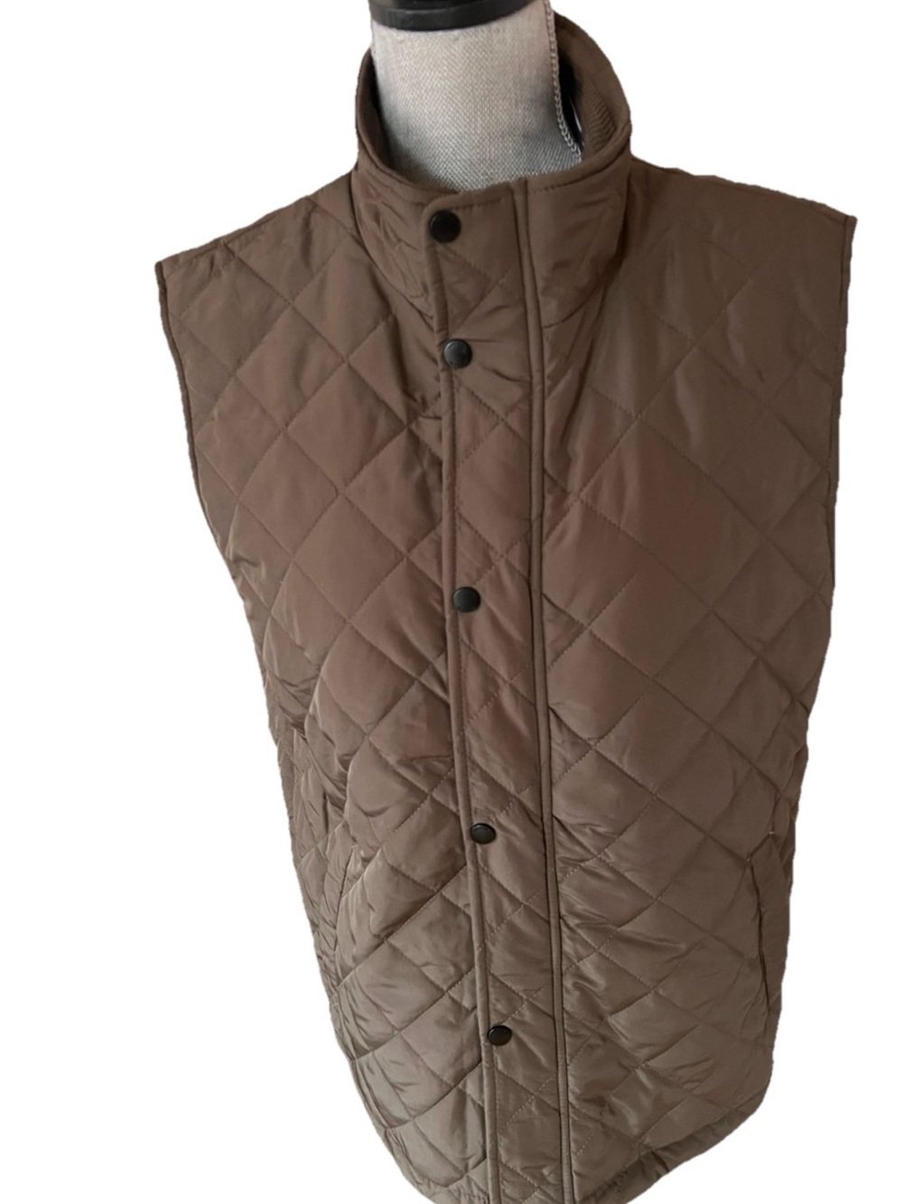 Mens Tahari Quilted Vest Brown Olive L NWT